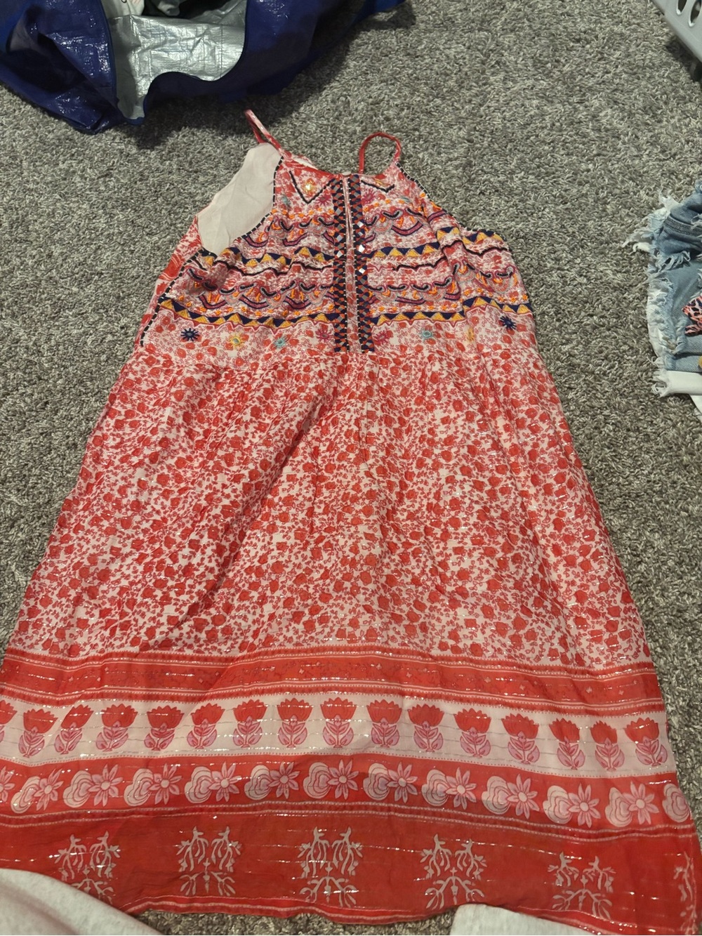 THML Red Coral Printed Floral Sundress